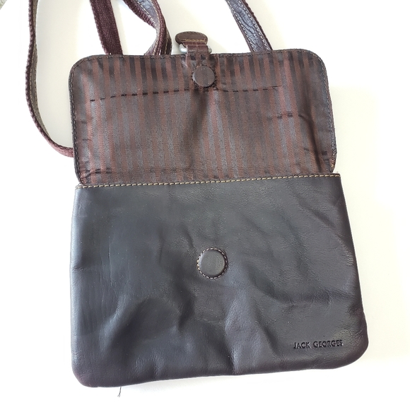 Jack Georges Brown Genuine Leather Crossbody Purse with adjustable strap - Picture 5 of 14